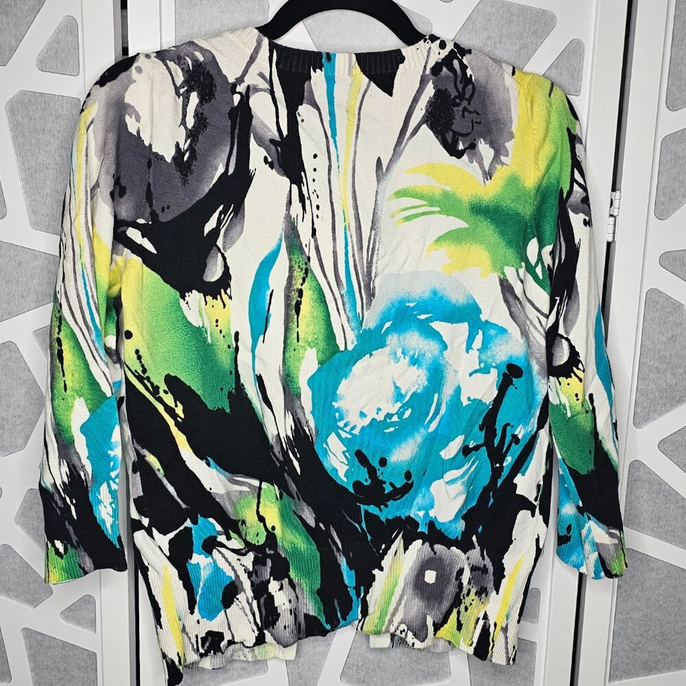 Express Button Down Floral Multi Color Print Swea… - image 4